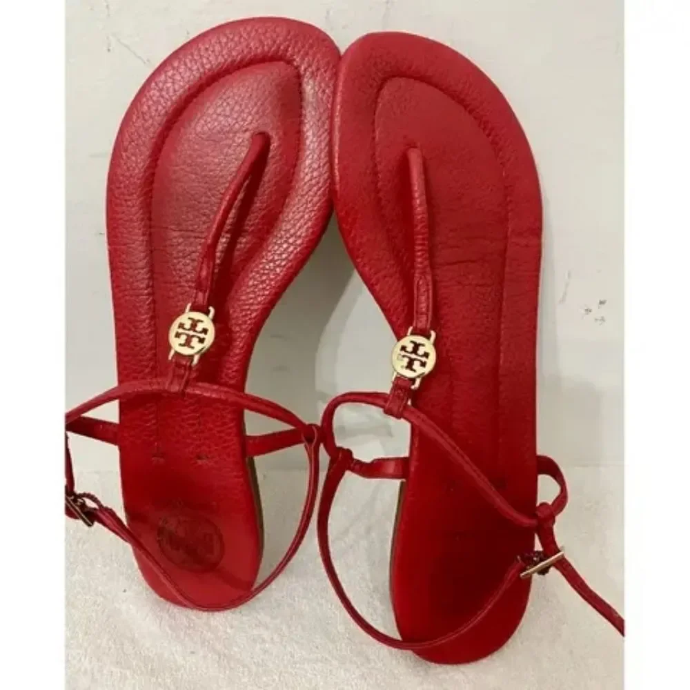 Tory Burch Designer Emmy Red Sandals T Strap 8